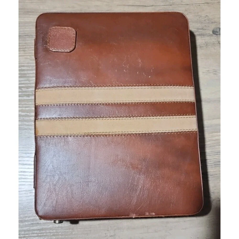 Vintage Magnetic Backgammon Game Faux Leather Zip Travel  Case Read